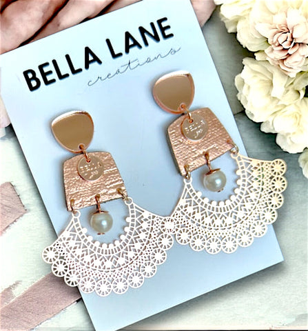 Rose Gold Pearl Statement Earrings