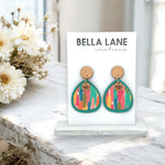 Rainbow Brushstrokes + Green Baby Earrings