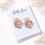 Blush Sparkle Flower Mini Dangle Earrings