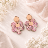 Blush Sparkle Flower Mini Dangle Earrings