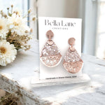 Beige Rose Gold  Sparkle Mandela Teardrop Earrings