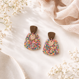 Pink Hundreds & Thousands Sprinkle Mini Trapezium Earrings
