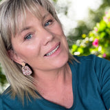 Pink Champagne Sparkle Trapezium Earrings