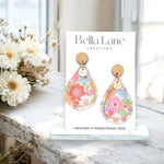 Rainbow Garden Rose gold Teardrop Earrings