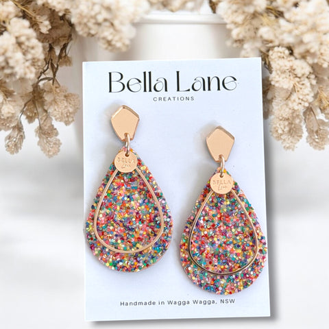 Rainbow Sparkle Teardrop Earrings