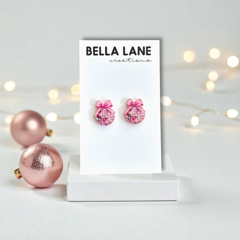 Mini Blush Pink Disco Bauble Studs