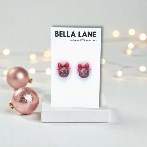 Mini Christmas Disco Bauble Studs🎄✨