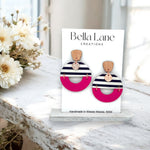 Hot Pink + Navy Stripe Luna Earrings