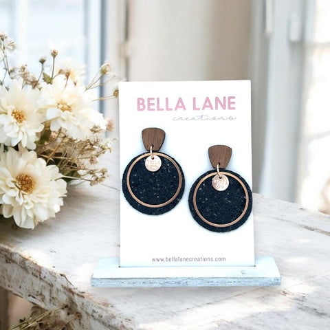 Black Glitter Luna Earrings