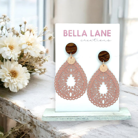 Pink Boho Metal Earrings