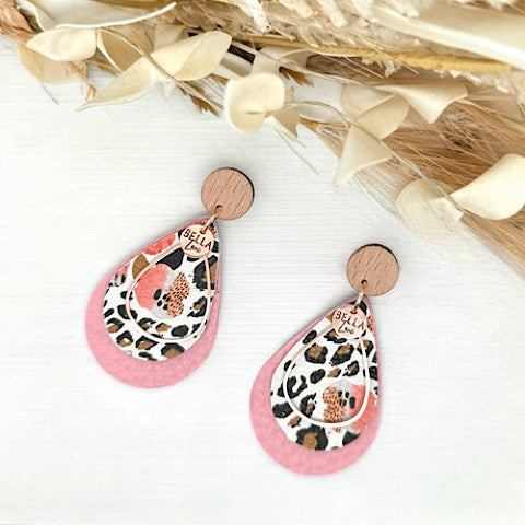 Pink Safari Teardrop Earrings