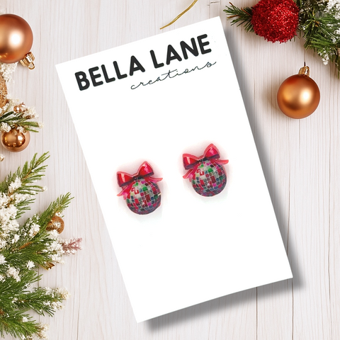 Mini Christmas Disco Bauble Studs🎄✨