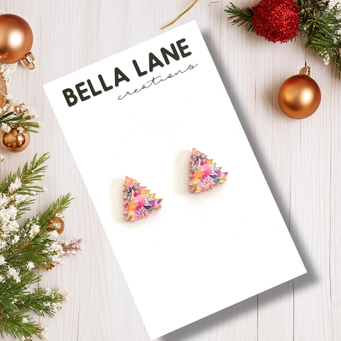 Pastel Confetti Christmas Tree Studs