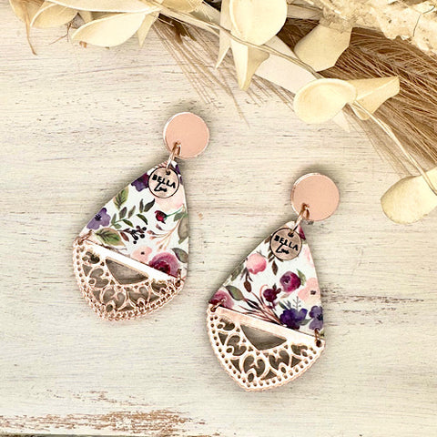 Purple Bloom Rose Gold Tuscany Earrings