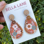 Flowers Galore Orange Teardrop Earrings