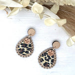 Chocolate Leopard Mini Scalloped Earrings