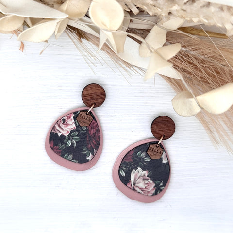 Blush Pink + Midnight Rose Garden Baby Earrings