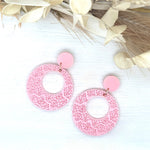 Pink Barbie Damask Earrings