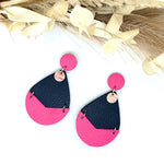 Navy + Hot Pink 2 Tone Earrings