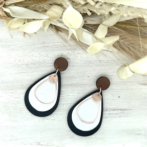 Black + White Teardrop Earrings