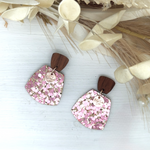 Pink + Gold Sparkle Mini Trapezium Earrings