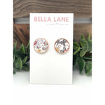 Dim Gray Lainey Bloom 18mm Rose Gold Stud Earrings