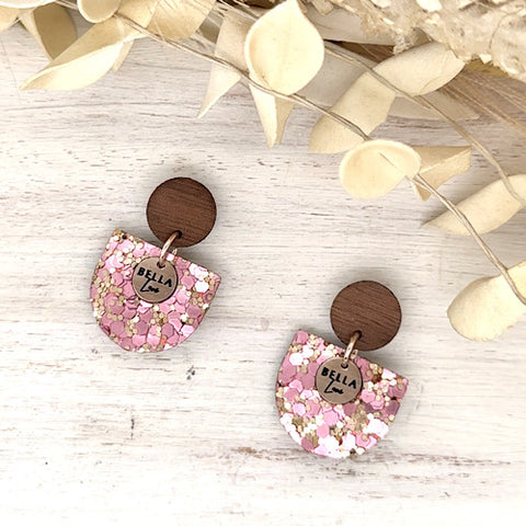 Pink + Gold Sparkle Petit Posy Earrings