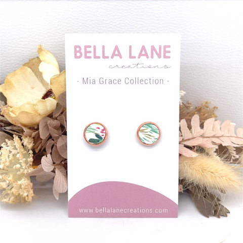 * Water Colour Rose Gold Stud Earrings