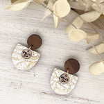White + Gold Lace Embossed Petit Posy Earrings