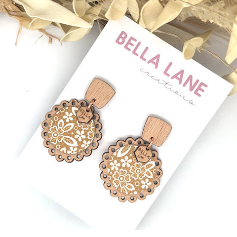Mustard Boutique Scalloped Timber Luna Earrings