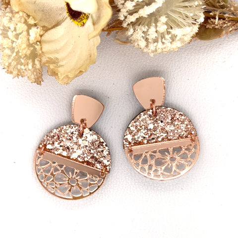 Rose Gold Sparkle Garden Earrings