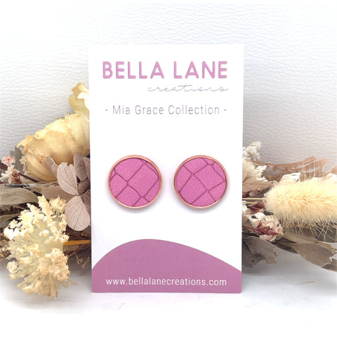 * Pink Textured Rose Gold Earrings