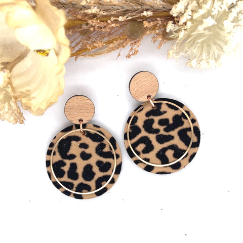 Caramel Leopard Luna Earrings