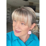 Pink Check Mini Trapezium Earrings