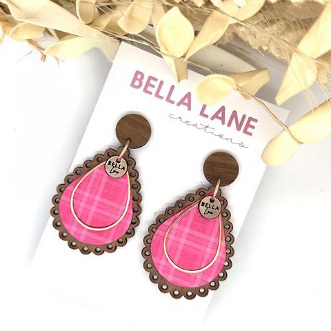 Pink Burberry Scalloped Timber Earrings