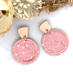 Baby Pink Glitter + Rose Gold Top Earrings