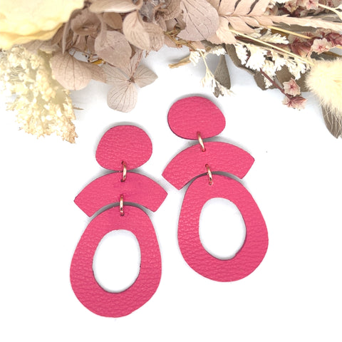 Cerise Pink Oval Arch Earrings