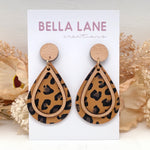 Caramel Leopard Teardrop Earrings