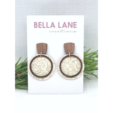 Lavender Ivory Lace Timber Luna Earrings