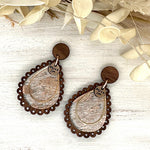 Rose Gold Cow Hyde Scalloped Earrings
