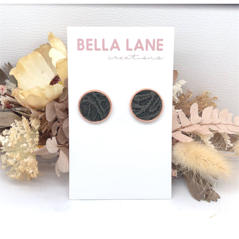 * Olive Lace Rose Gold Stud Earrings