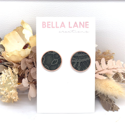 * Olive Lace Rose Gold Stud Earrings