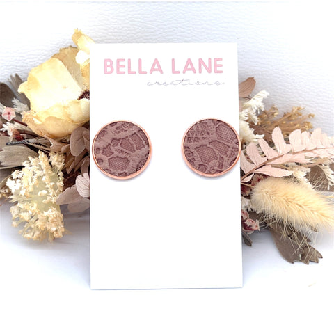 * Chocolate Lace Rose Gold Earrings