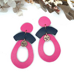 Pink + Navy Oval Arch Earrings