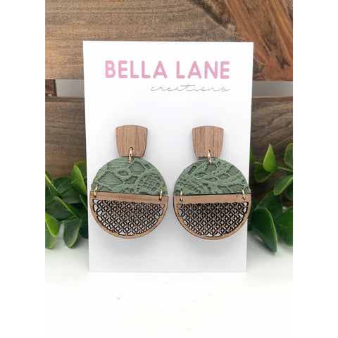 Dim Gray Sage Lace Lattice Luna Earrings