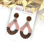 Baby Pink Timber Scalloped Cut Out Earrings