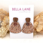 Rose Gold Sparkle Trapezoid Earrings