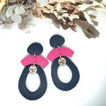 Navy + Pink Oval Arch Earrings