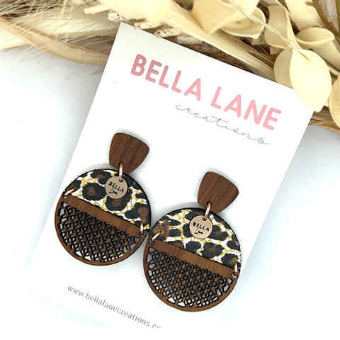 Chocolate Leopard Lattice Luna Earrings