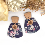 Navy Bouquet Mini Trapezium Earrings